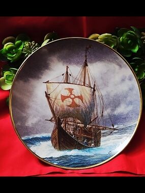 Franklin Mint Collectible Plate "Return Of The NINA" Gold Rim